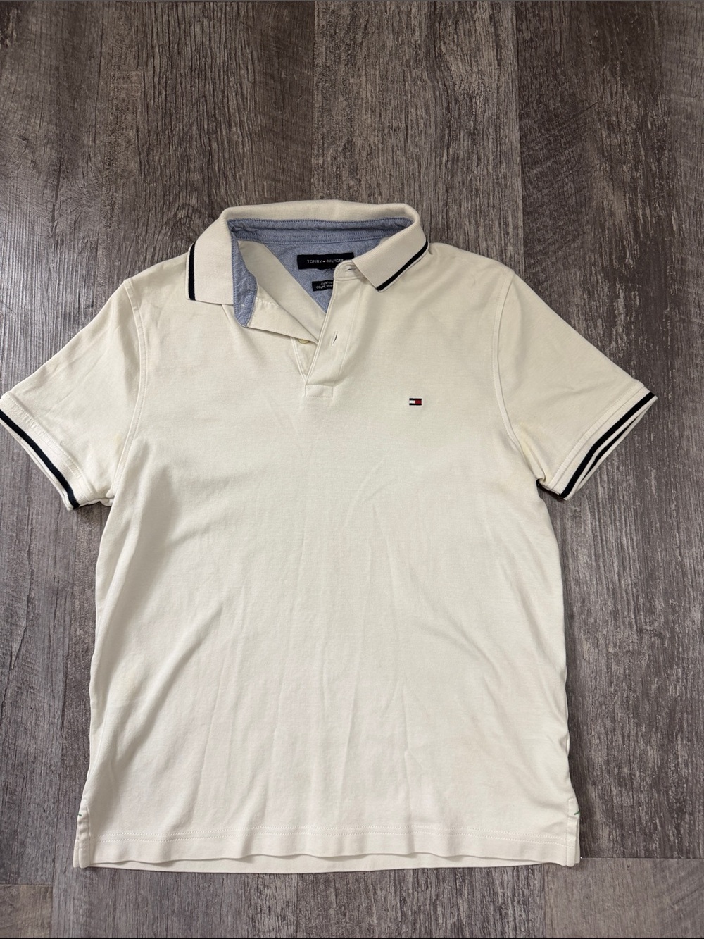 Tommy Hilfiger Men’s Cream Polo with Navy Trim